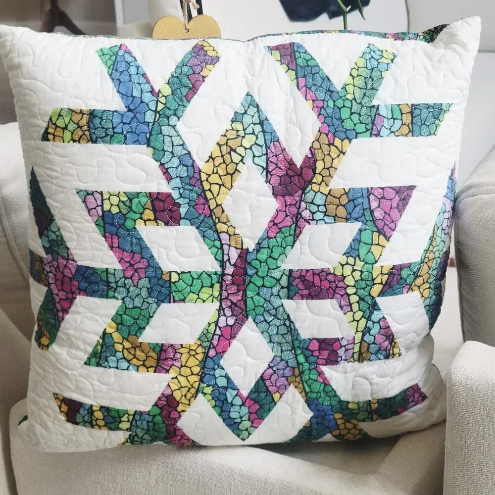 Rare Twin Size Vintage Quilt with Pillow Star design Multicolor